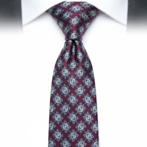 Christian Dior Men's Tie Necktie Designer 100% Silk Burgundy Cream Blue Paisley - Picture 1 of 9